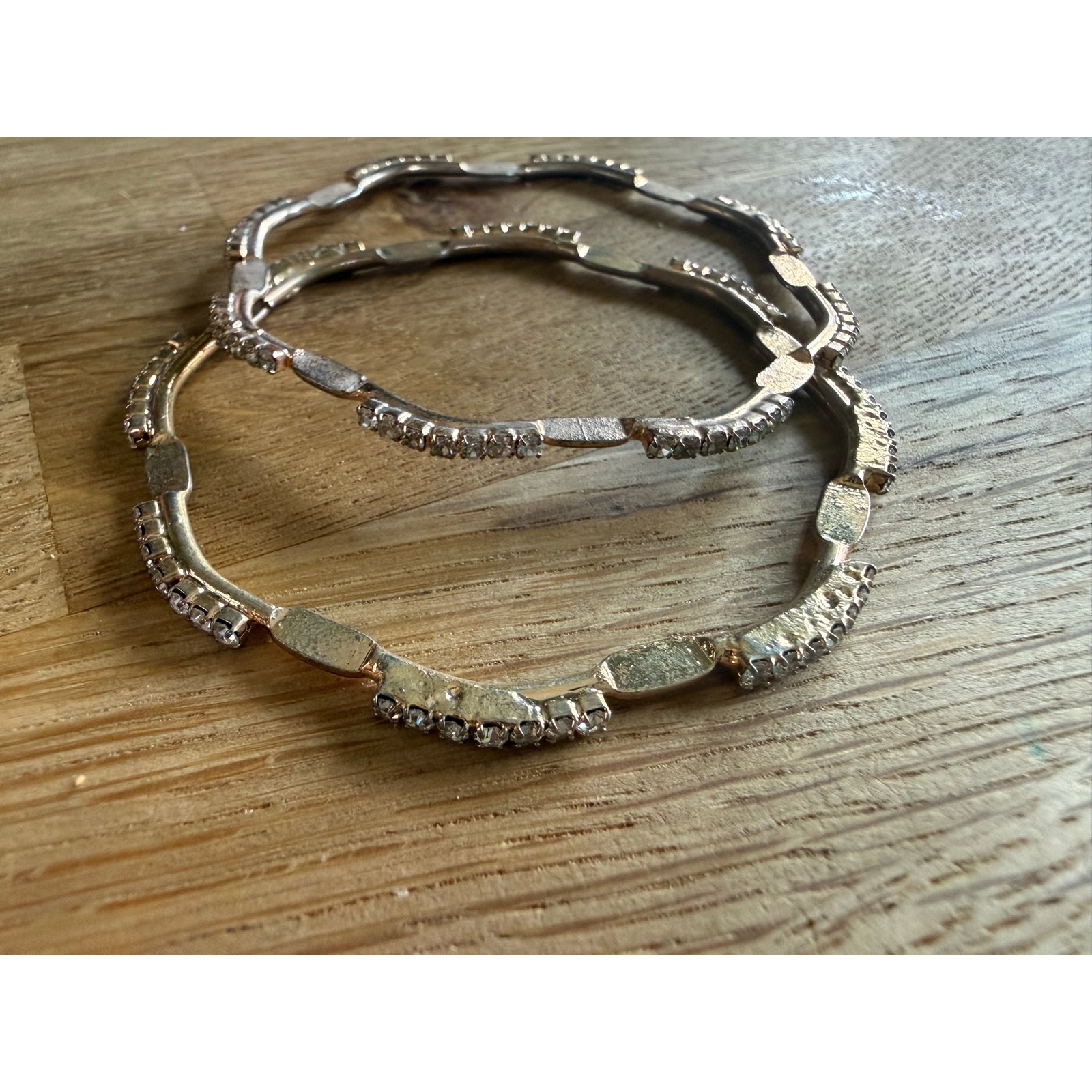 Vintage Uniquely Shaped Rhinestone Stacking Bangles